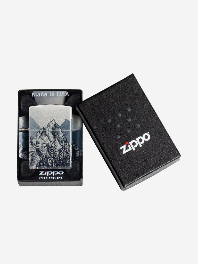 Зажигалка бензиновая ветроустойчивая Zippo Mountain Sketch 540 Tumbled Chrome
