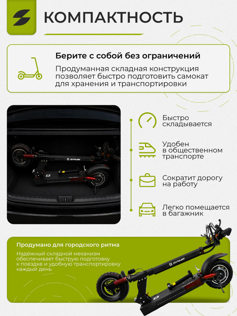 Электросамокат SAMIK M4 PRO PLUS