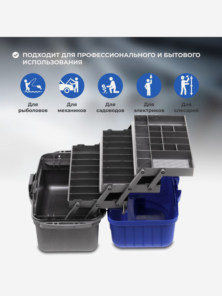 Ящик рыболовный трехполочный синий (T-HS-3TTB-B-P) Helios