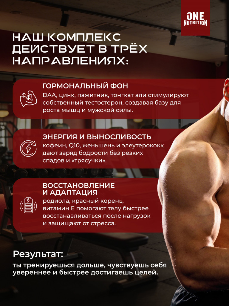 Бустер тестостерона витамины для мужчин TEST Energy Brutal ONE NUTRITION 120 капсул