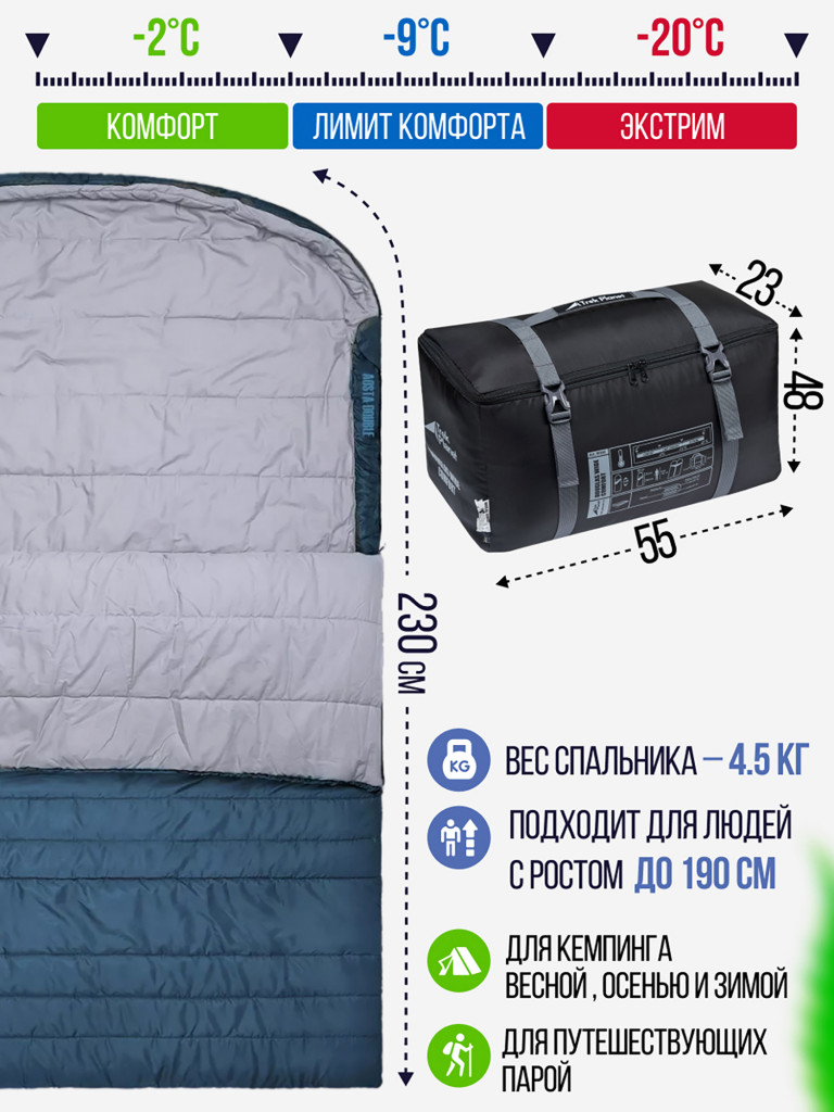 Теплый двойной спальник Trek Planet Aosta Double