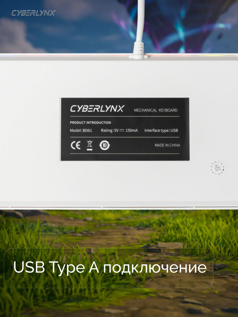 Игровая клавиатура CyberLynx BD61 Красный свитч Белый