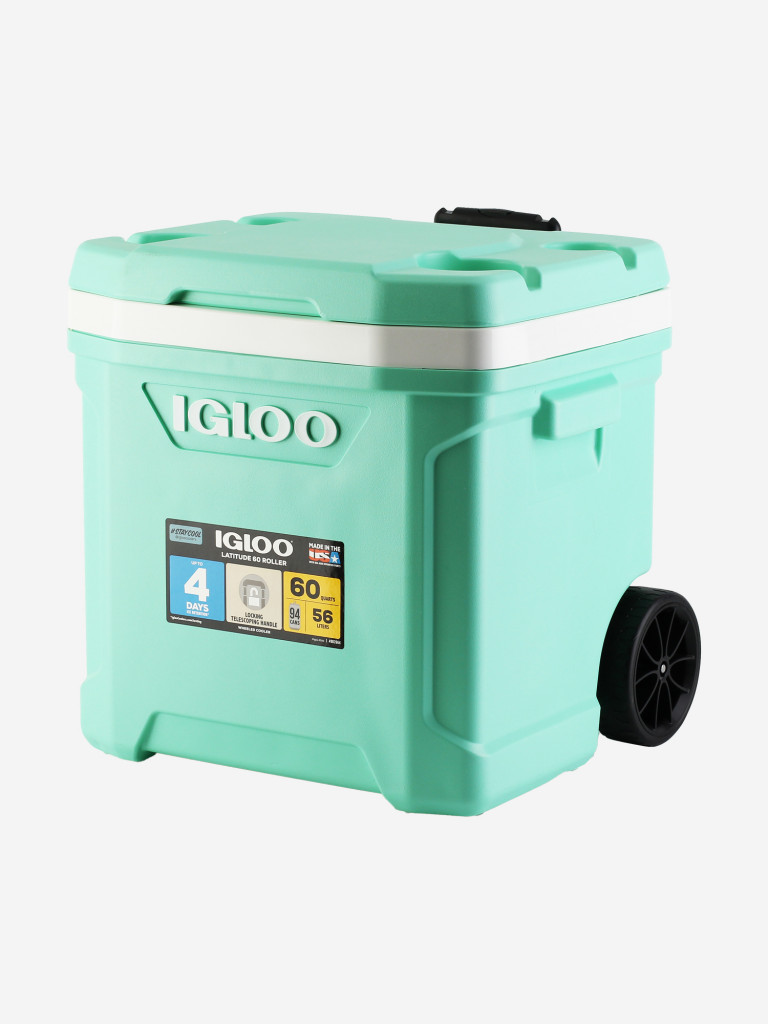 Термоконтейнер IGLOO Latitude 60 roller, 56 л, на колесах, бирюзовый