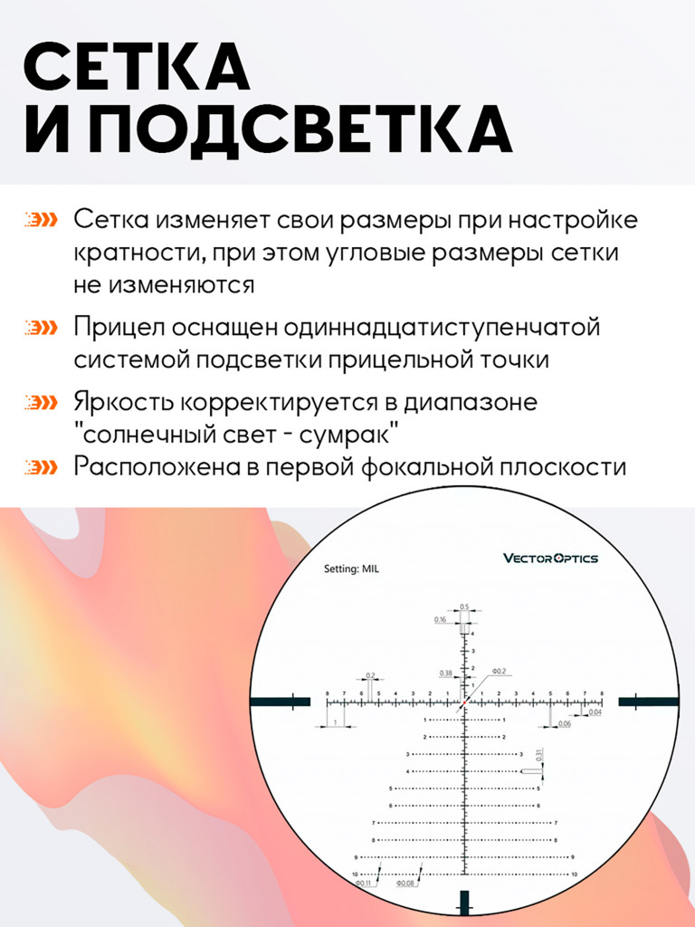 Прицел оптический Vector Optics Continental 34mm 4-24x, с подсветкой