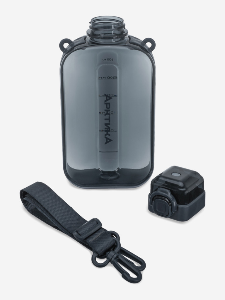 Бутылка тритановая 750 мл с регулируемым ремешком, графит