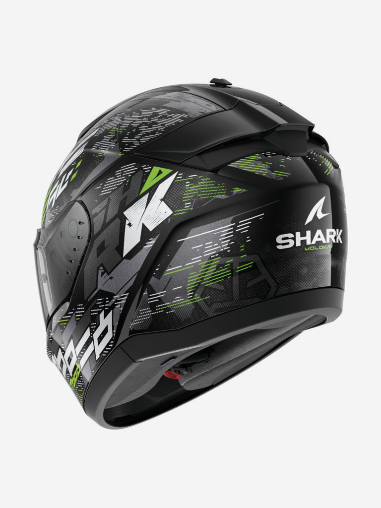 Мотошлем интеграл Shark RIDILL 2 MOLOKAI Black/Silver/Green