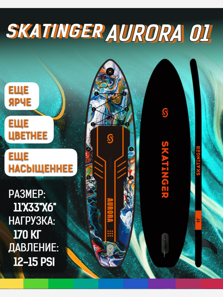 Надувная SUP-доска SKATINGER AURORA 01, 11' 335*83*15 см сапборд