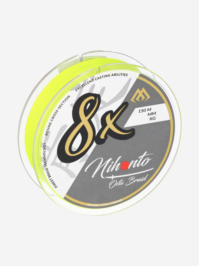 Плетеный шнур Mikado NIHONTO OCTA BRAID 0,08 fluo (150 м) - 5.15 кг.