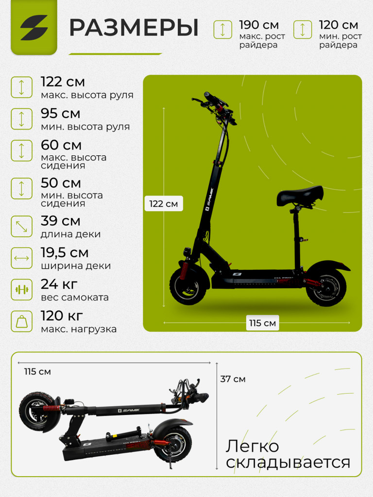 Электросамокат SAMIK M4 PRO PLUS