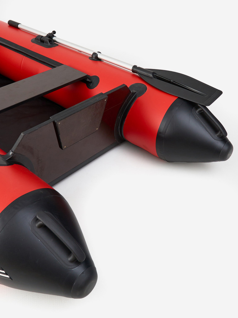 Лодка ПВХ надувная под мотор Yukona 280 TLЛЮКС двухместная для рыбалки с жестким дном. красно-черная