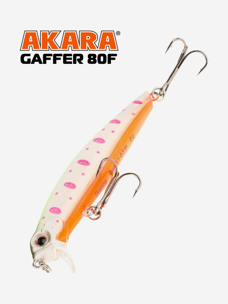 Воблер Akara Gaffer 80F 8 гр. минноу, плавающий, твичинговый, на щуку A218