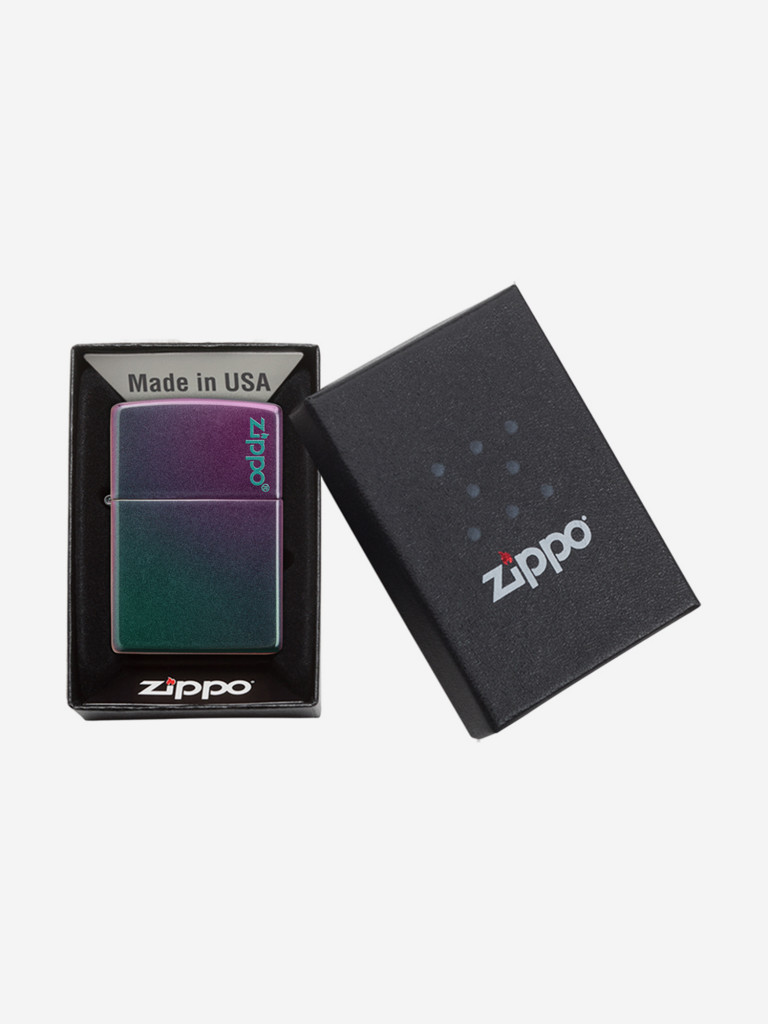 Зажигалка Zippo 49146ZL Classic Logo Iridescent, фиолетовая матовая