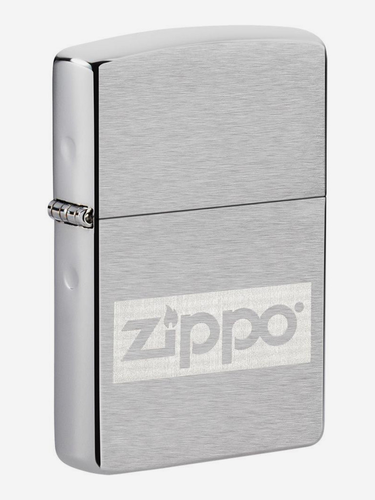 Подарочный набор ZIPPO: Ветроустойчивая зажигалка Zippo Brushed Chrome и фляжка 89 мл