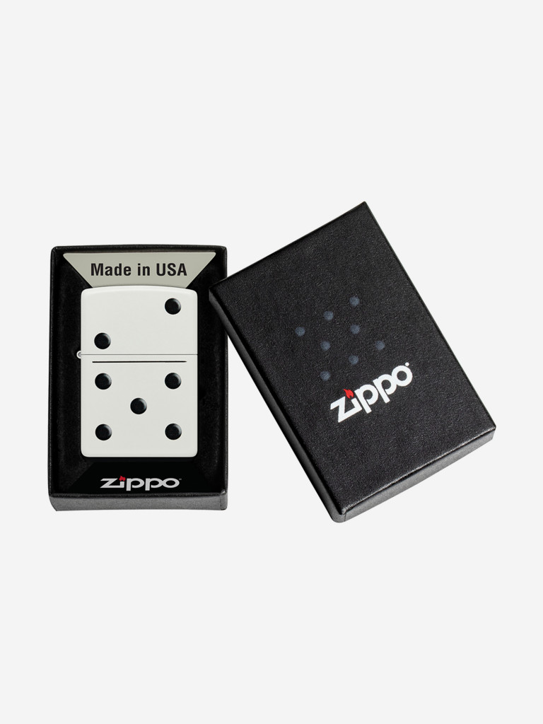 Зажигалка бензиновая ветроустойчивая Zippo Domino Design White Matte