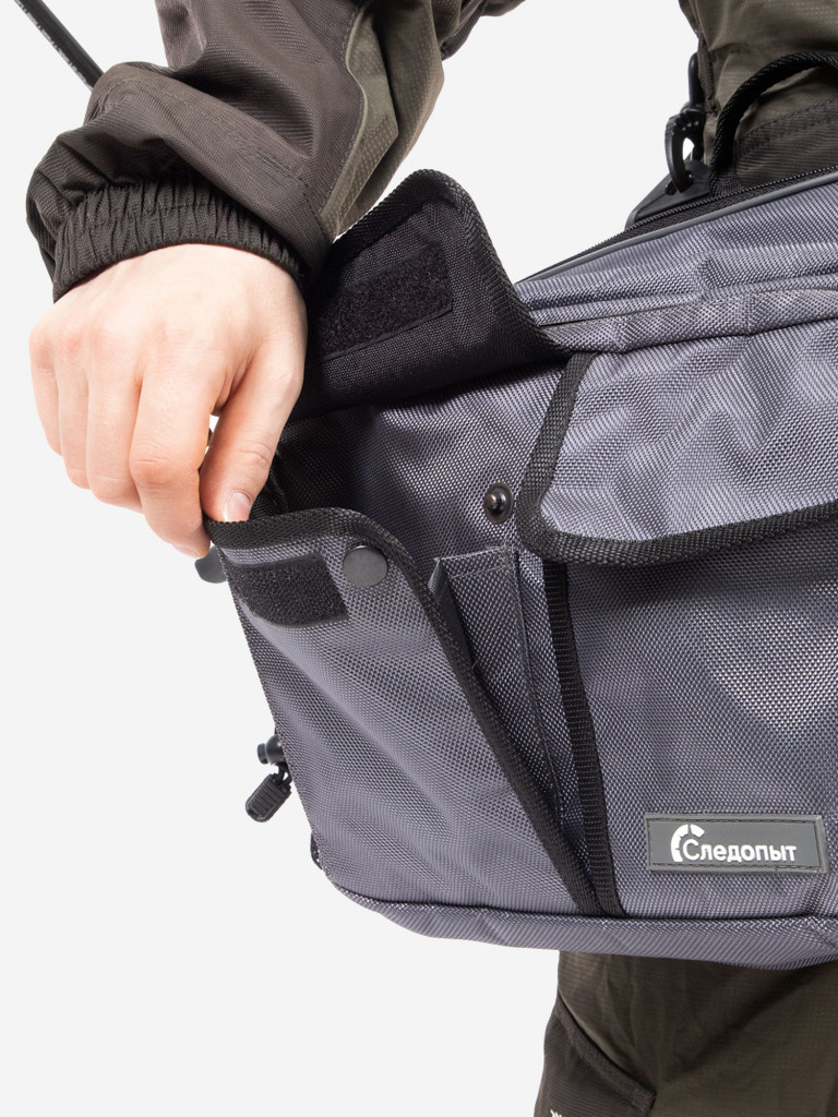 Сумка рыболовная Следопыт Fishing Hip Bag T2, 27х23х17 см, цвет серый.