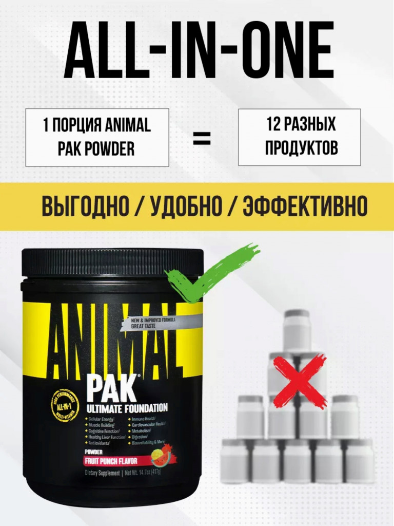 Комплекс витаминов Animal Pak, 30 порций, 417 г, фруктовый пунш