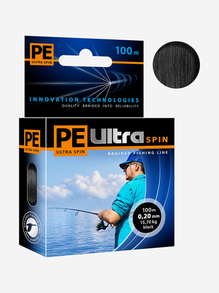 Плетеный шнур для рыбалки AQUA PE ULTRA SPIN Black 0,20mm 100m