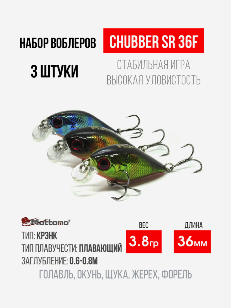 Набор воблеров для рыбалки Chubber 36F "3в1" крэнк плавающий
