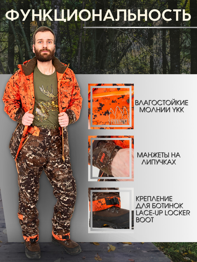 Костюм мужской охотничий FINNHUNT Reliable Padded Signal Camo