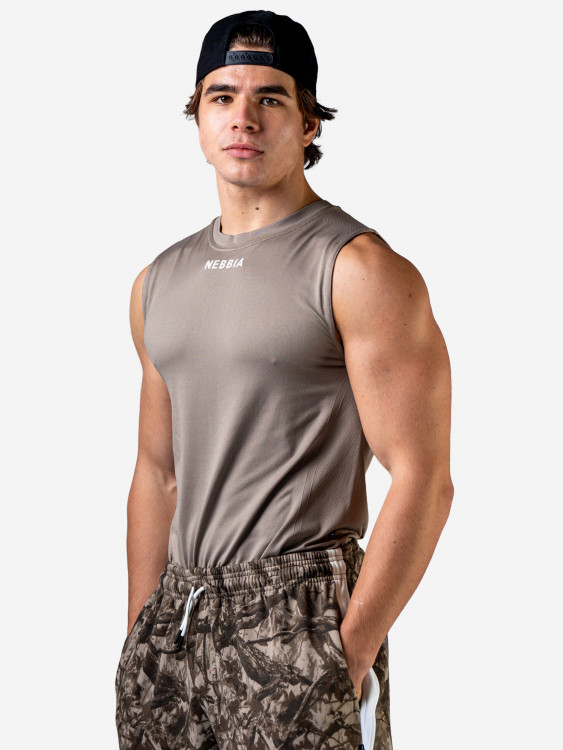 Майка мужская спортивная NEBBIA Seamless Tank POWER 899 Light brown