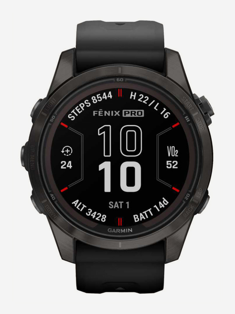 Спортивные часы Garmin FENIX 7S PRO Sapphire Solar титановый угольно-серый DLC с силиконовым ремешком