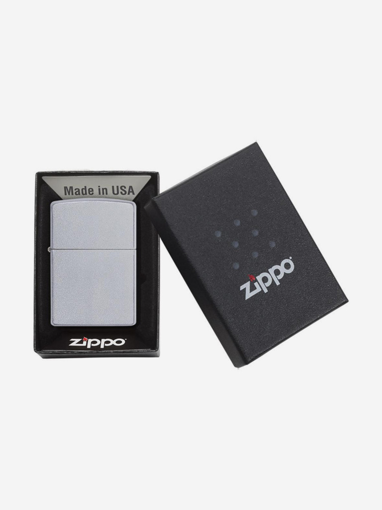 Зажигалка Zippo 205 Classic Satin Chrome, серебристая матовая
