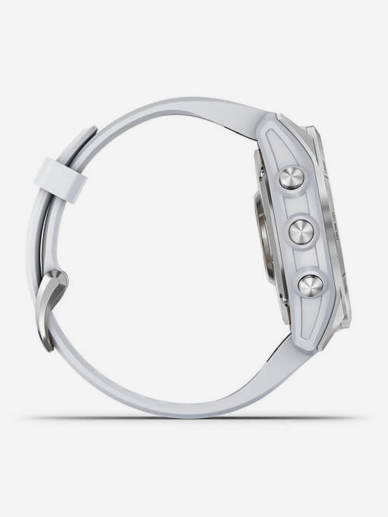 Спортивные наручные часы Garmin Fenix 7s Silver с белым силиконовым ремешком