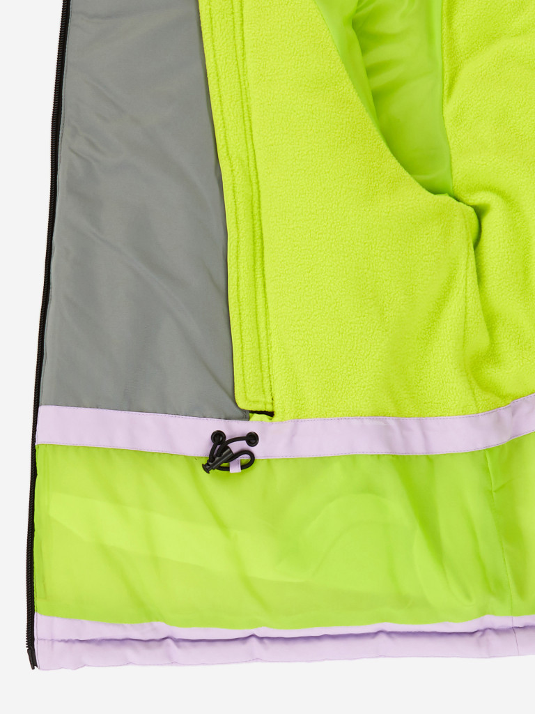 Пальто зимнее непромокаемое с капюшоном и манжетами-митенками мультицвет для девочки Button Blue