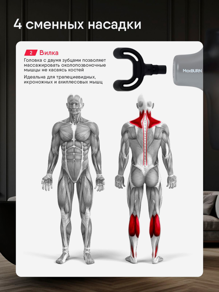 Массажер для всего тела перкуссионный Ergonova MaxBurn GUN + вибрационный антицеллюлитный