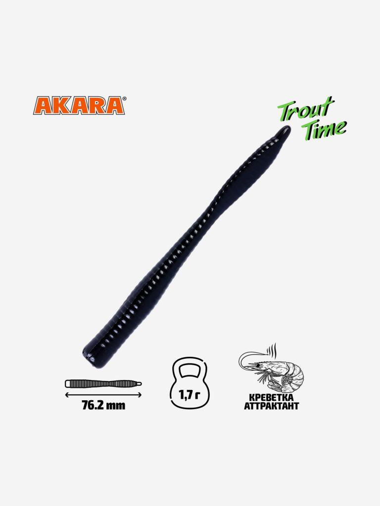 Силиконовая приманка Akara Trout Time WORM 3 422, Shrimp (20 шт.)