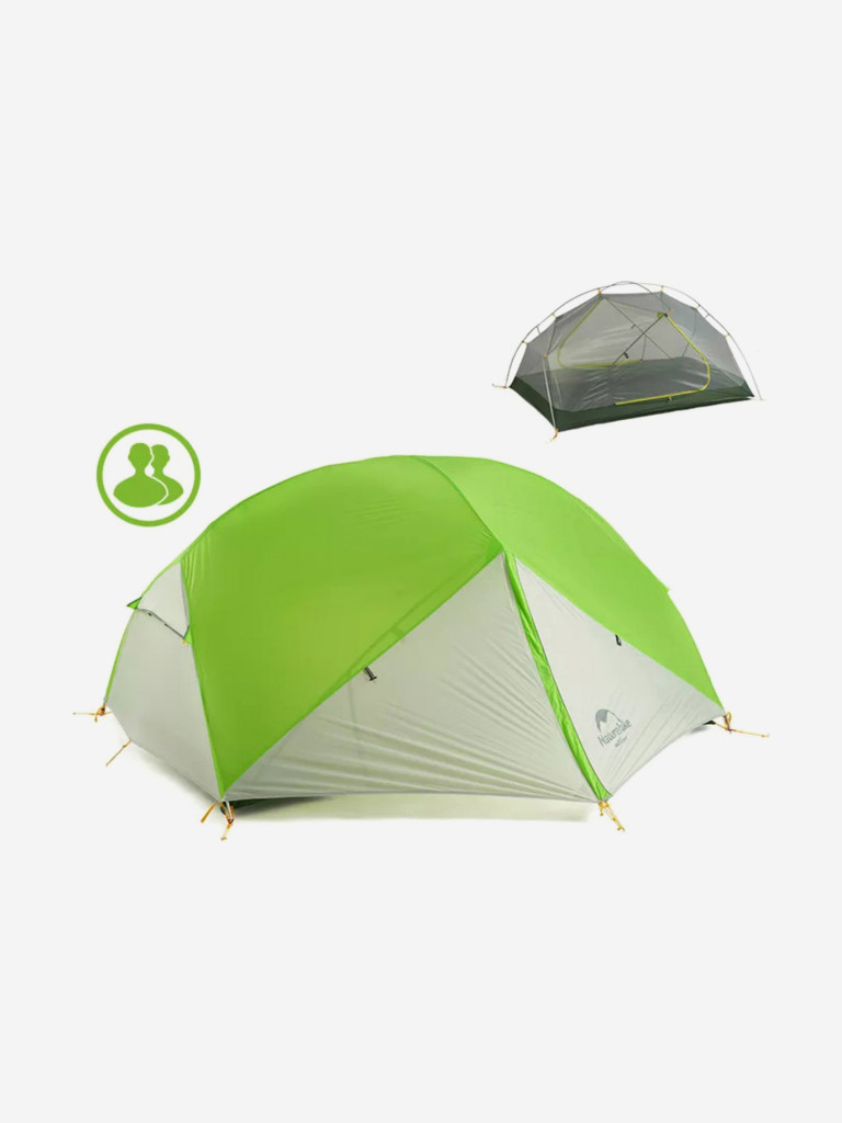 Палатка Naturehike Mongar 2-местная алюминиевый каркас, зеленый/темно-серый