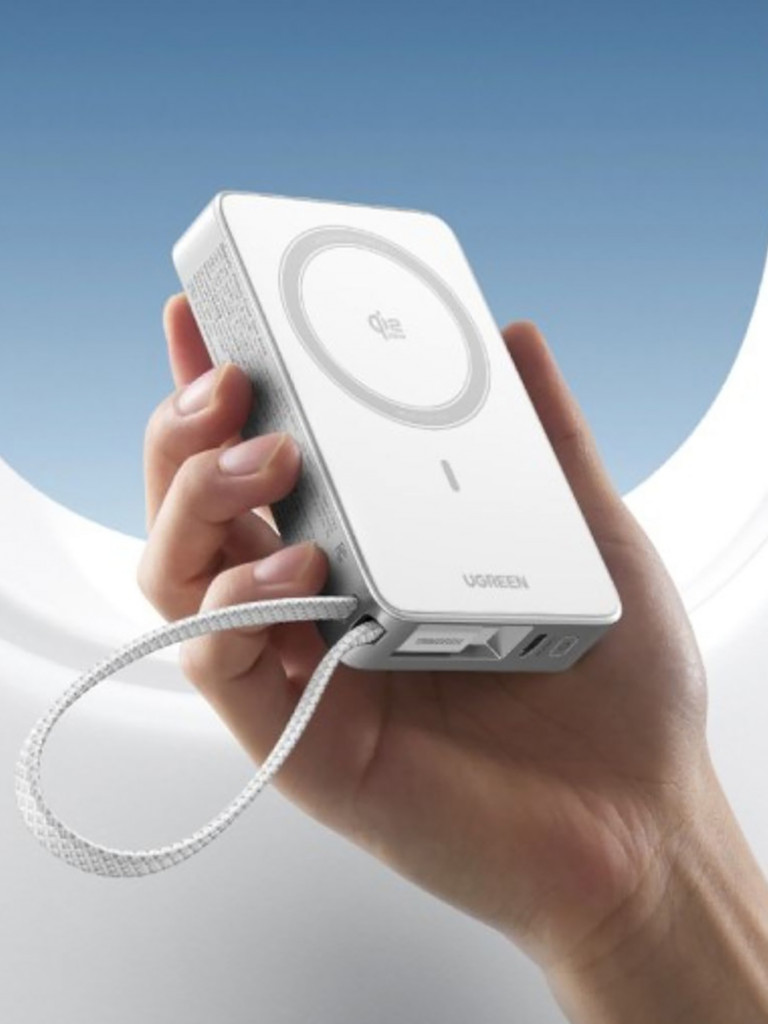 Внешний аккумулятор UGREEN PB773 (95027B) "MagFlow" 30W W-less 10000mAh Qi2.2 Power Bank&Built-in Cable (CCC) со встроенным кабелем USB-C