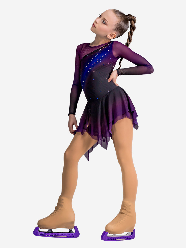 Платье для фигурного катания бифлекс 200 страз Танцующие