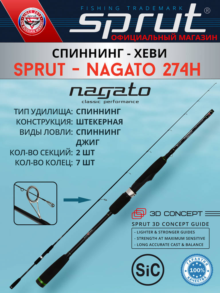 Спиннинг Sprut Nagato 274H (Heavy/Lure:15-45g/Line:8-22lb)