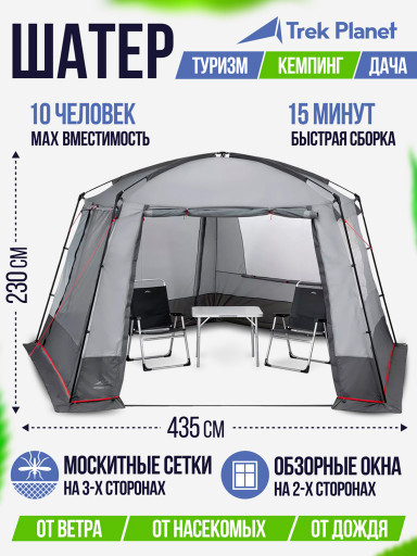 Шатер с москитными сетками и дополнительными окнами Trek Planet Weekend Tent