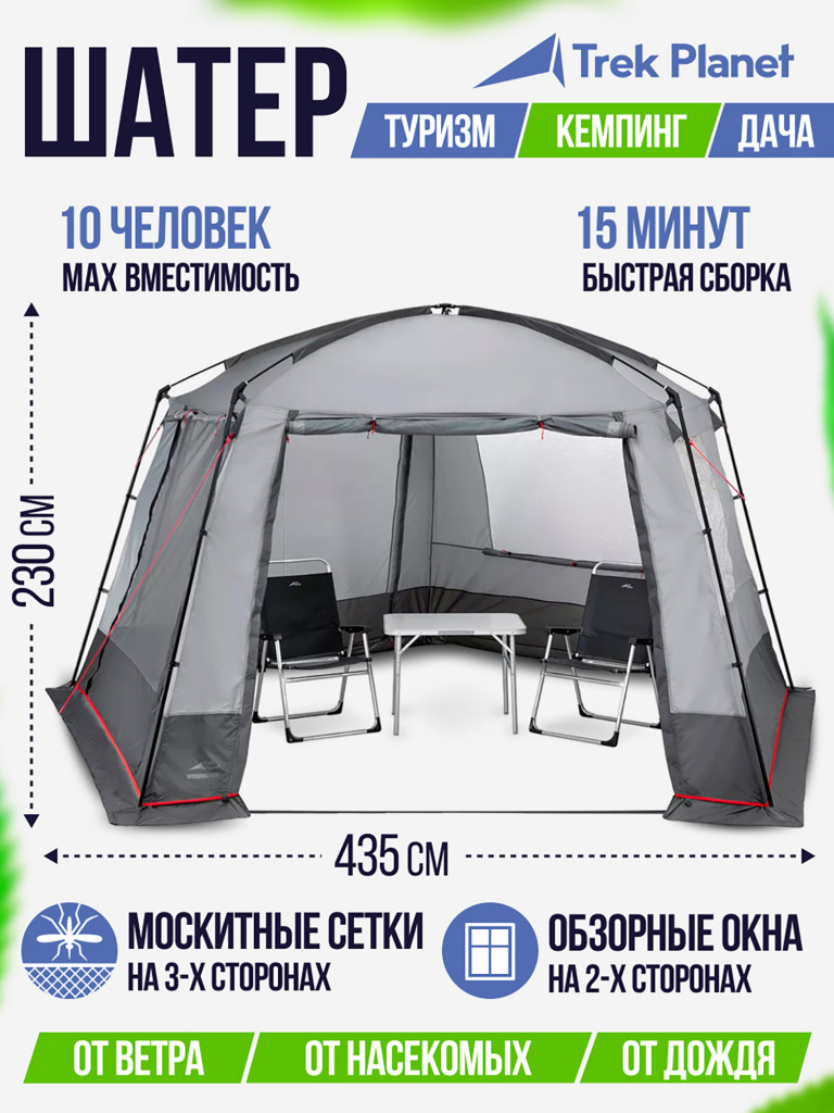 Шатер с москитными сетками и дополнительными окнами Trek Planet Weekend Tent