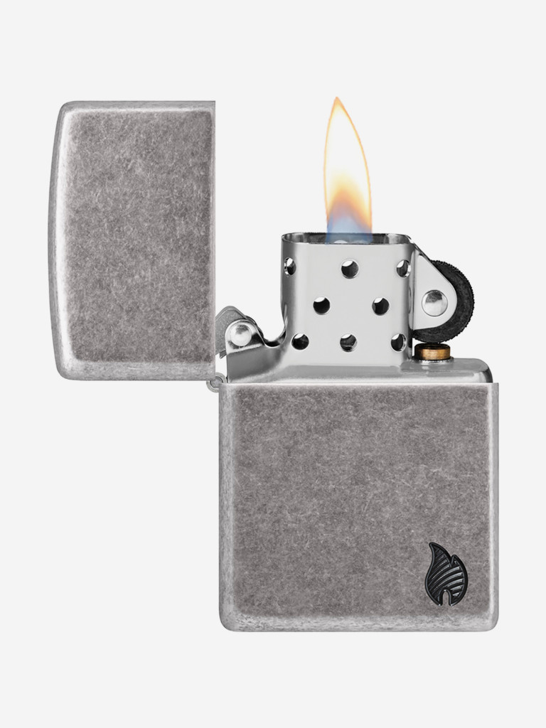 Зажигалка бензиновая ветроустойчивая Zippo Armor Пламя Flame Antique Silver