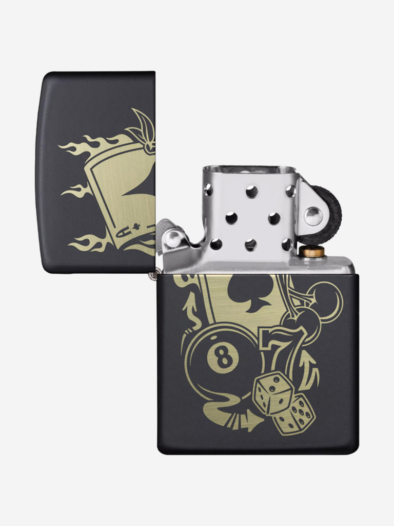 Зажигалка Zippo Gambling Design Black Matte