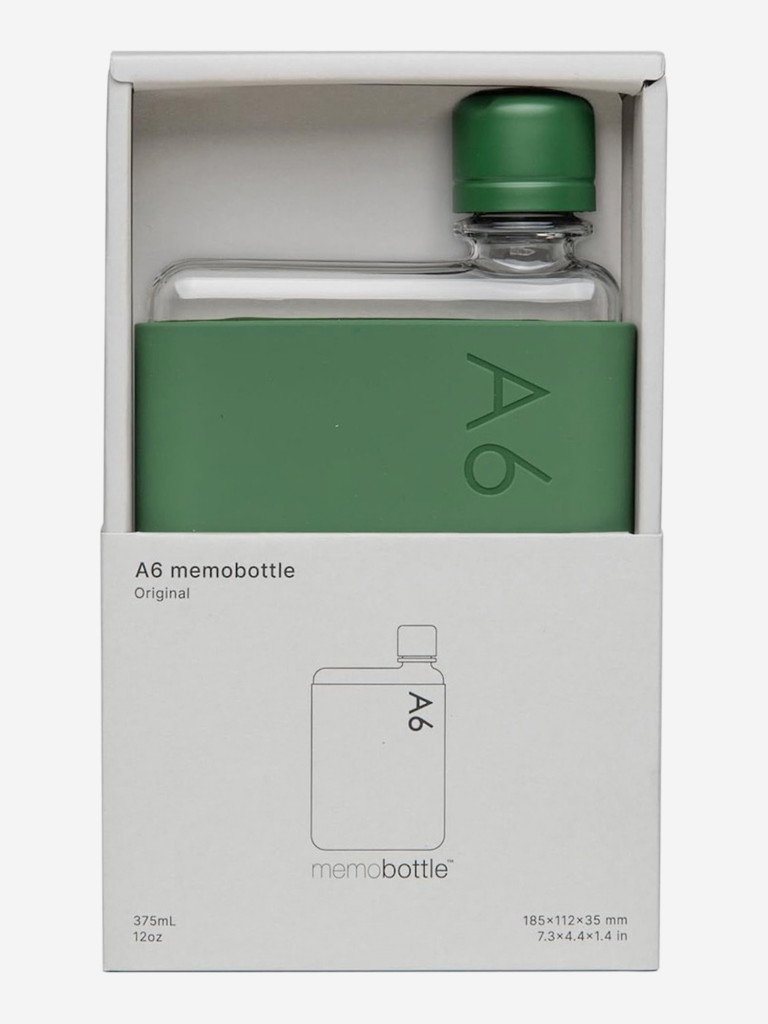 Бутылка с силиконовым чехлом Memobottle A6, Moss Green