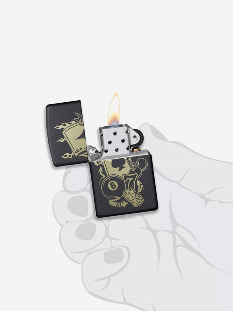 Зажигалка Zippo Gambling Design Black Matte