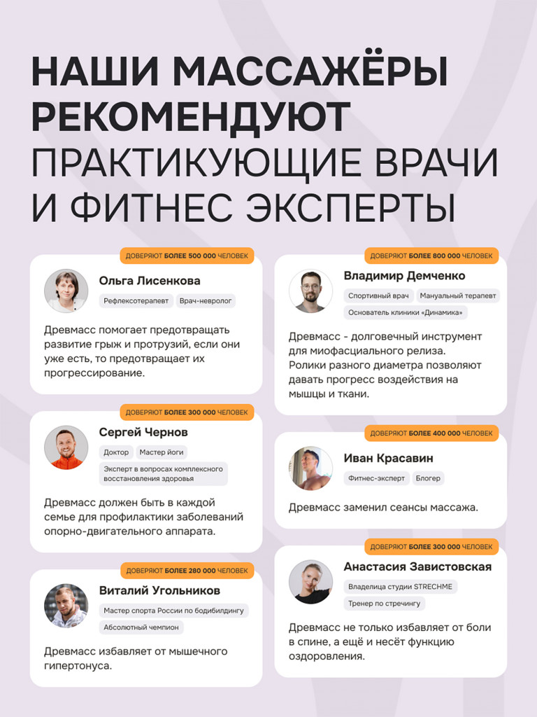 Роликовый массажер для спины и шеи Древмасс - 6 массажных валиков