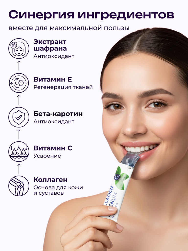 Коллаген пищевой в стиках COLLAGEN PREMIUM Черника, 31 стик