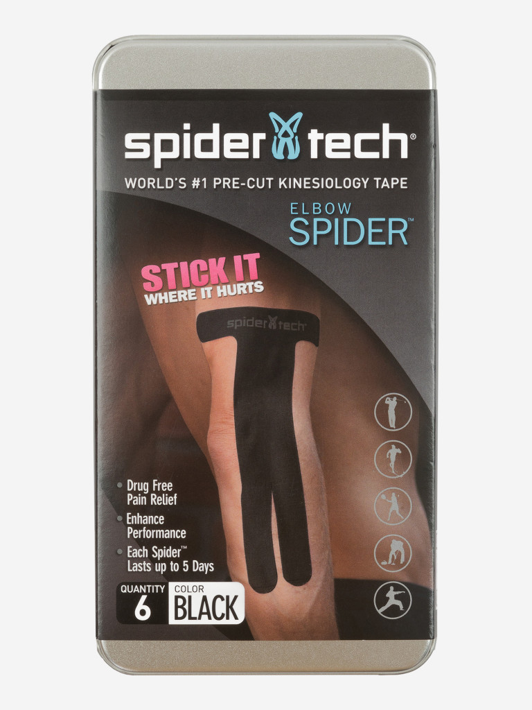 Тейп преднарезанный для локтевой части SpiderTech, 6 шт.