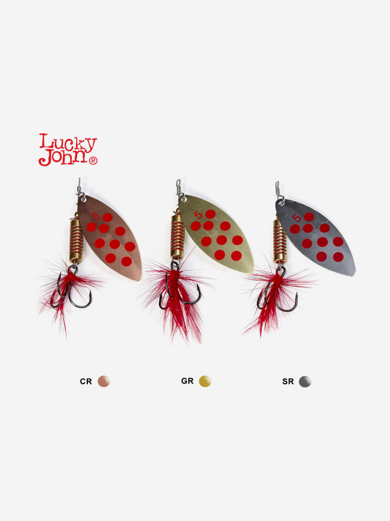 Блесна вращающася Lucky John SPIN X LONG 05, набор вертушек LJSL05-001SET из 3 шт. CR/GR/SR, вес 12 г