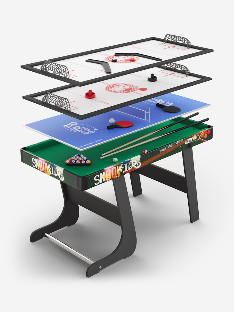 Игровой стол складной UNIX Line Трансформер 4 в 1, 125х63 cм