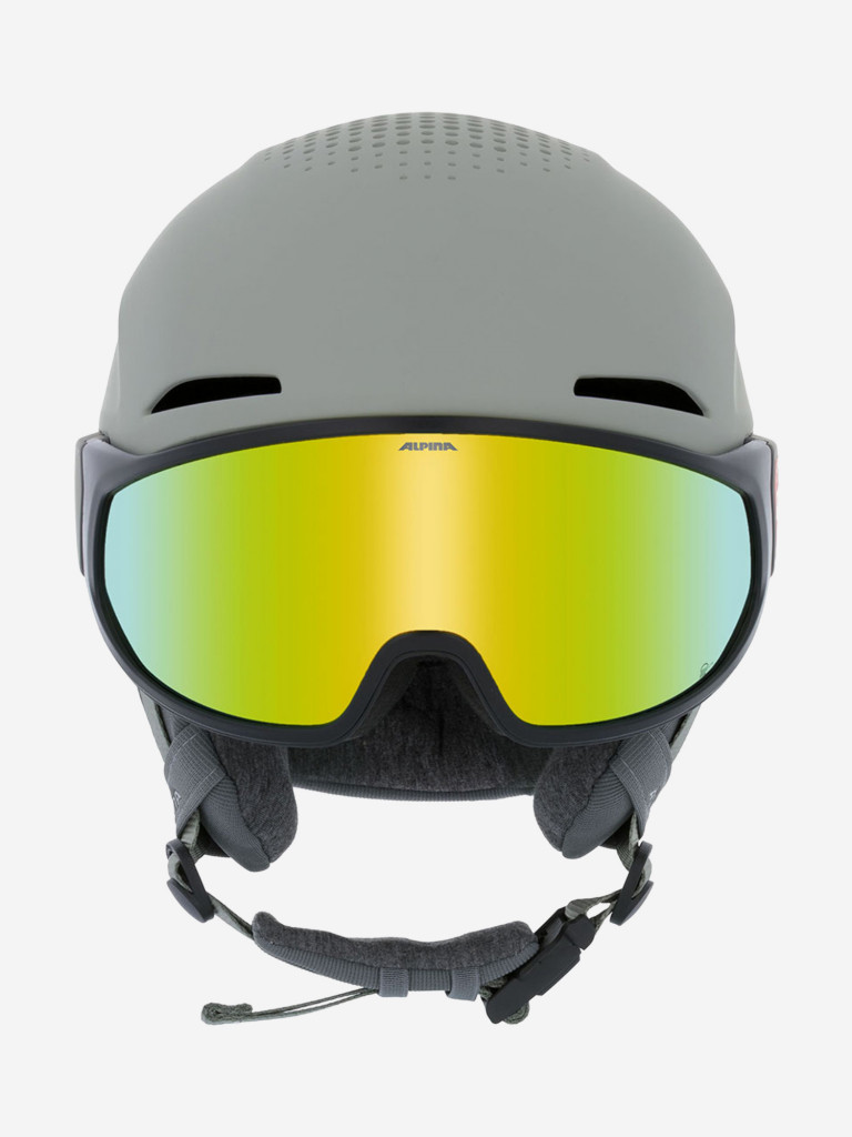 Горнолыжный шлем с визором Alpina Alto Q-Lite Moon-Grey Matt/Gold Mirror