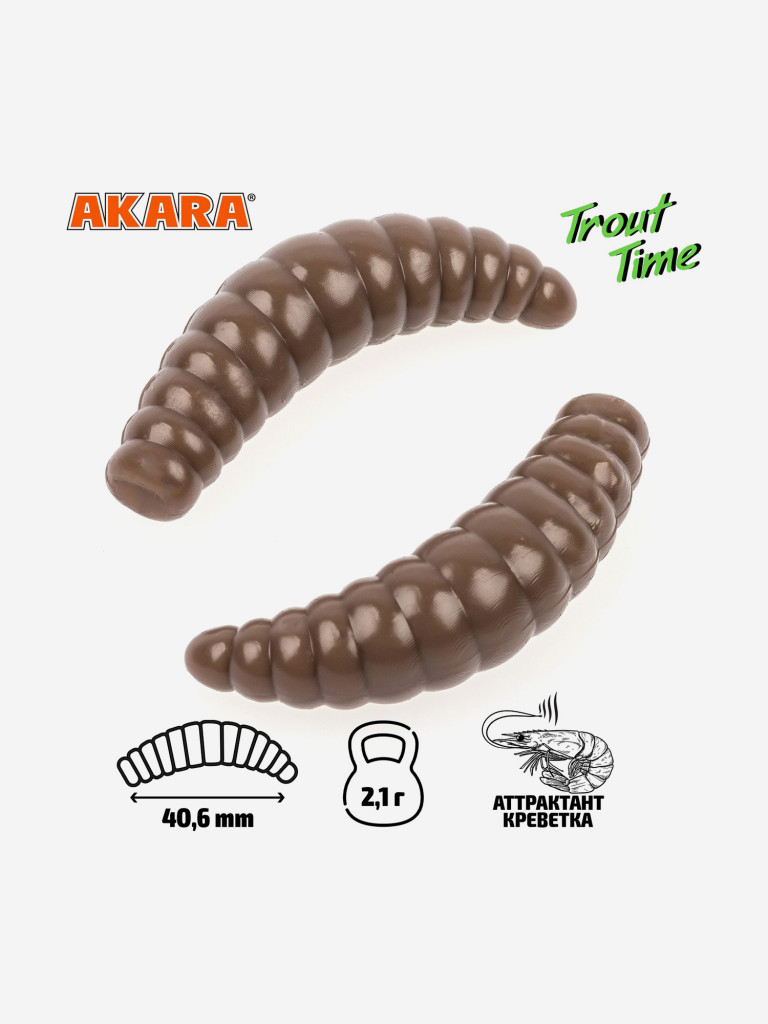 Силиконовая приманка Akara Trout Time MAGGOT 1,6 458, Shrimp (20 шт.)