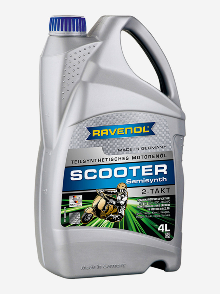 Моторное масло для 2T скутеров RAVENOL Scooter 2-Takt Teilsynt, 4 литра