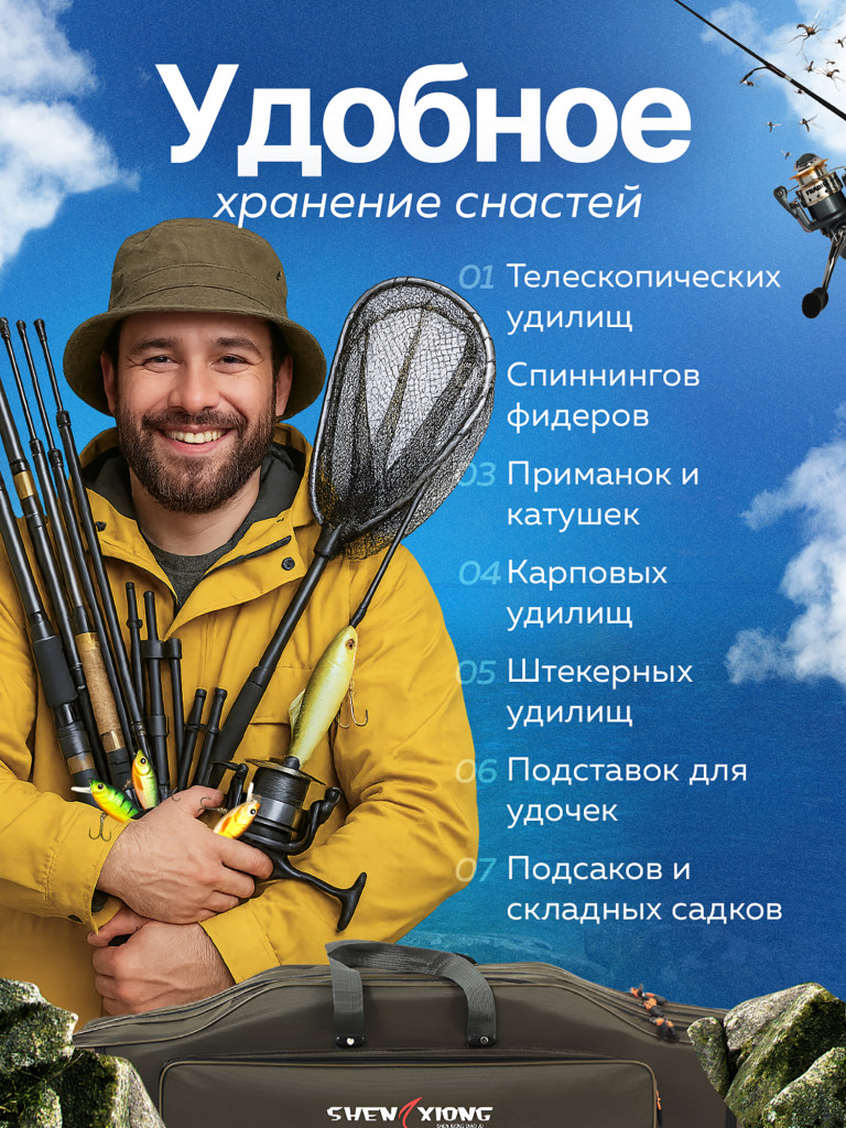 Чехол для удочек SHEN XIONG , R-2-1-11, "хаки"