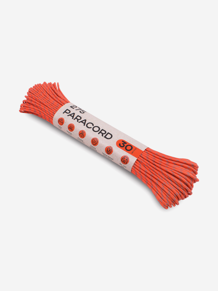 Паракорд 275 T-Gear x CORD nylon 30м световозвращающий (Neon Orange)